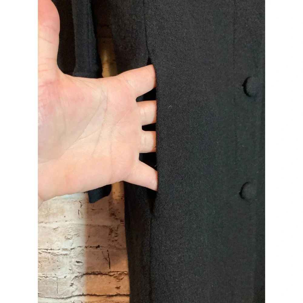 Nanette Lepore Boiled Wool Pea Coat Womens Small Black Bell Sleeve Button‎ Front